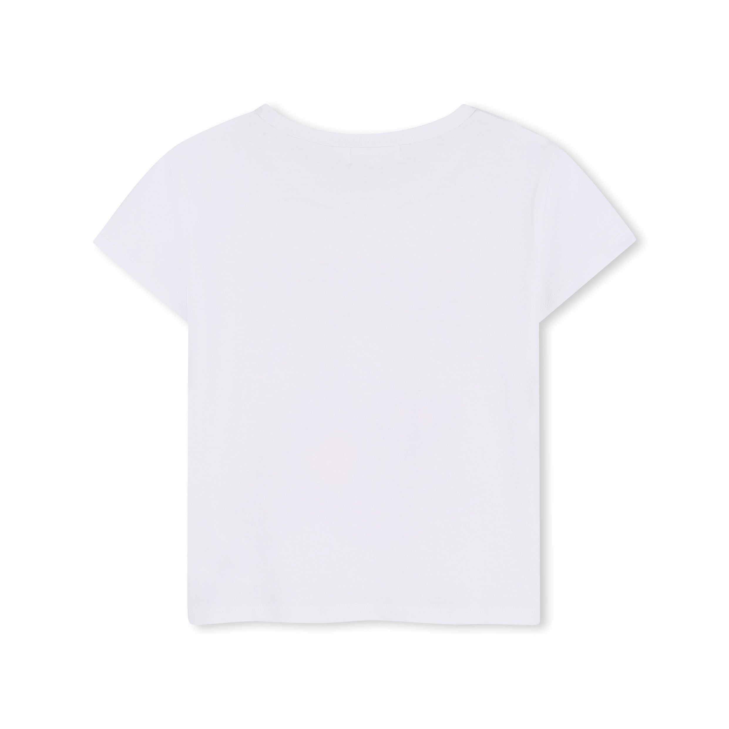 Girls White Printed Cotton T-Shirt