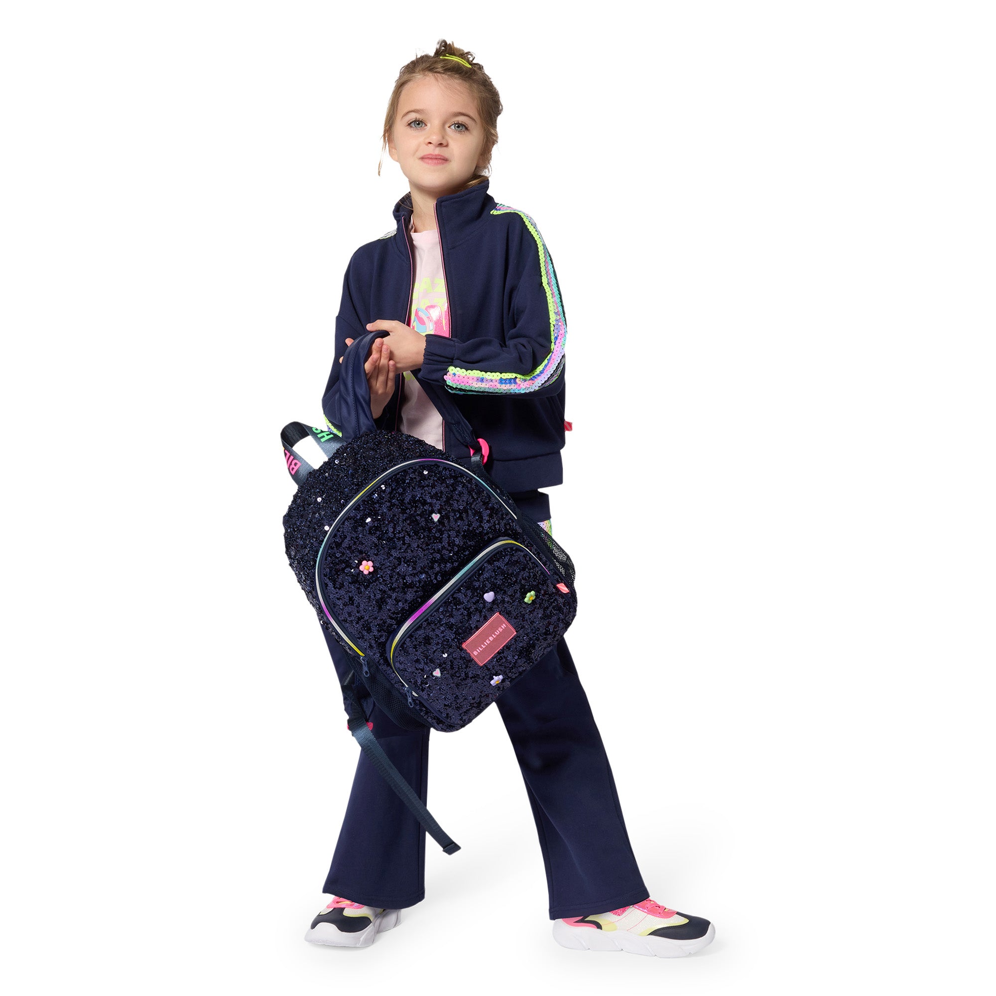 Girls Dark Blue Sequins Backpack(35 x 25 x 15 cm)
