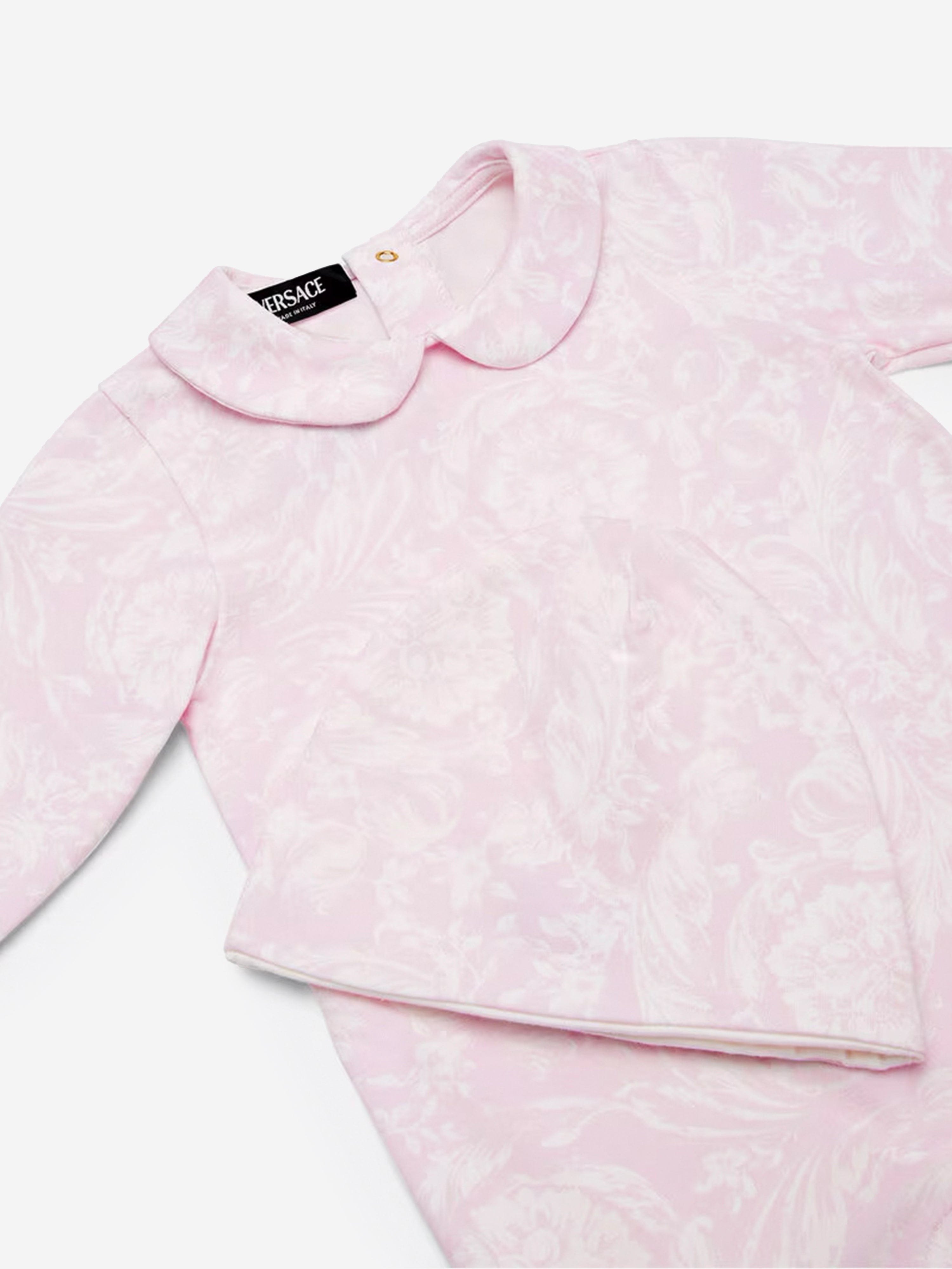 Versace Baby Girls Barocco Babygrow Gift Set in Pink