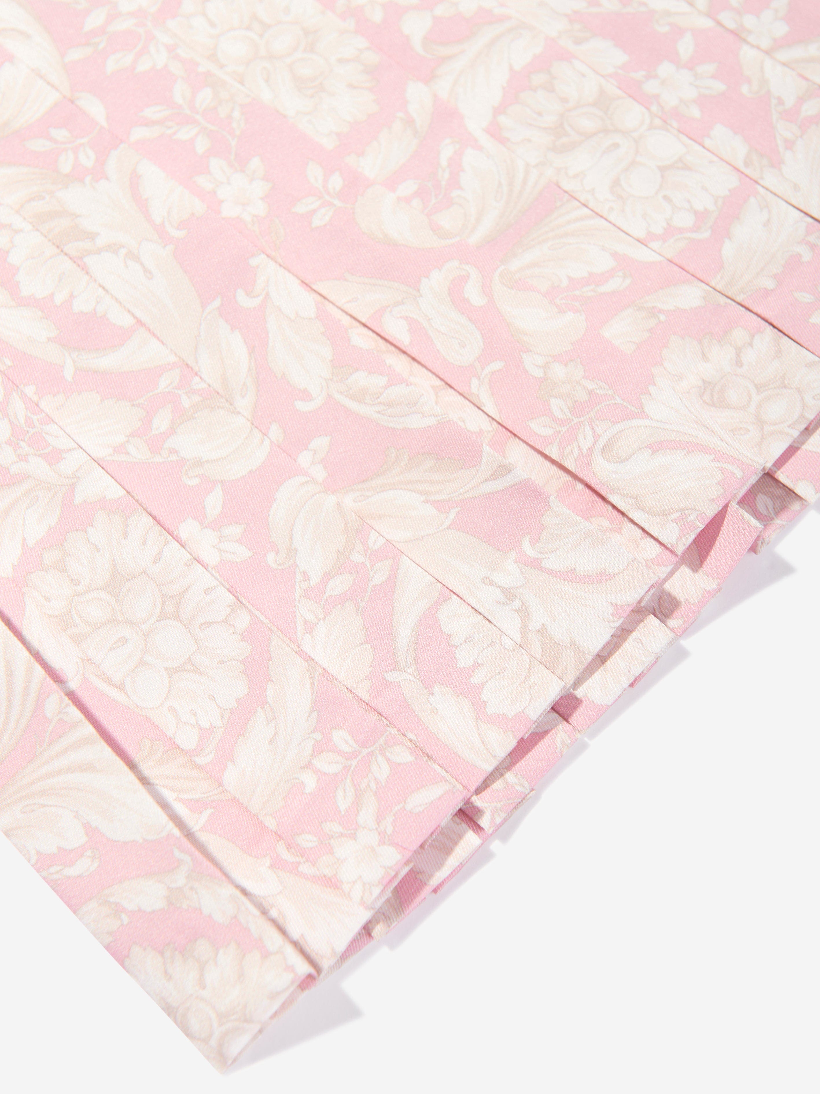 Versace Girls Barocco Pleated Skirt in Pink