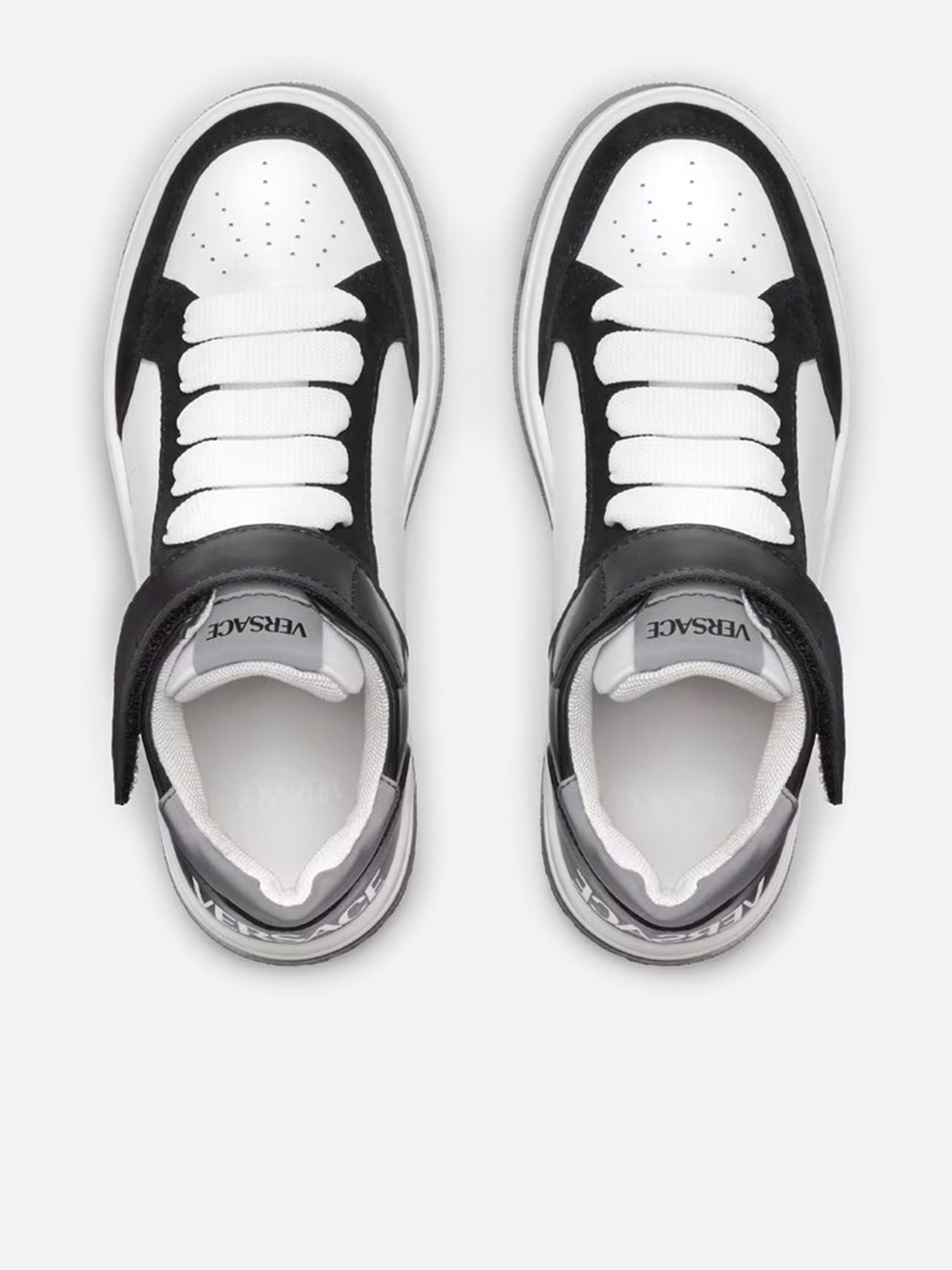 Versace Kids Leather Low Top Trainers in White
