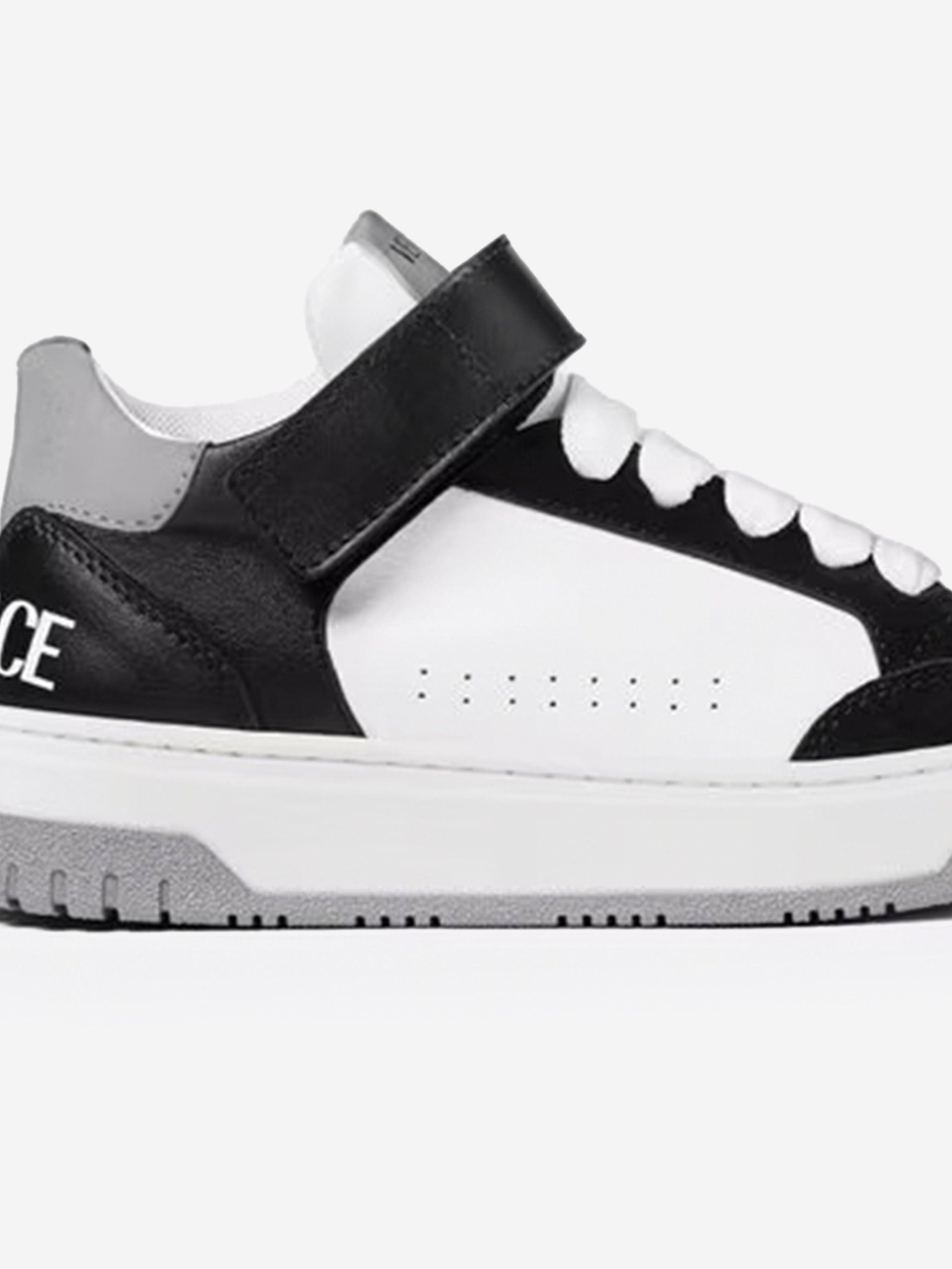 Versace Kids Leather Low Top Trainers in White