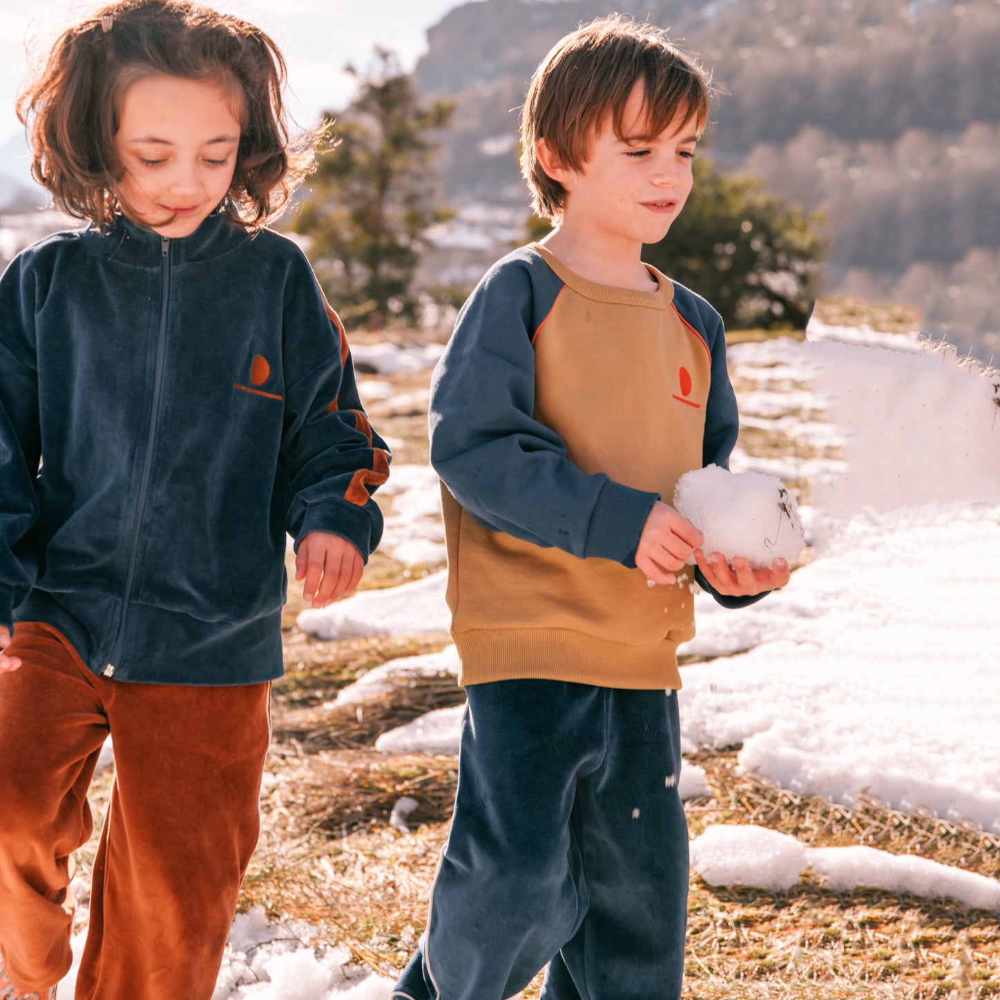 Boys & Girls Navy Velvet Zip-Up Top