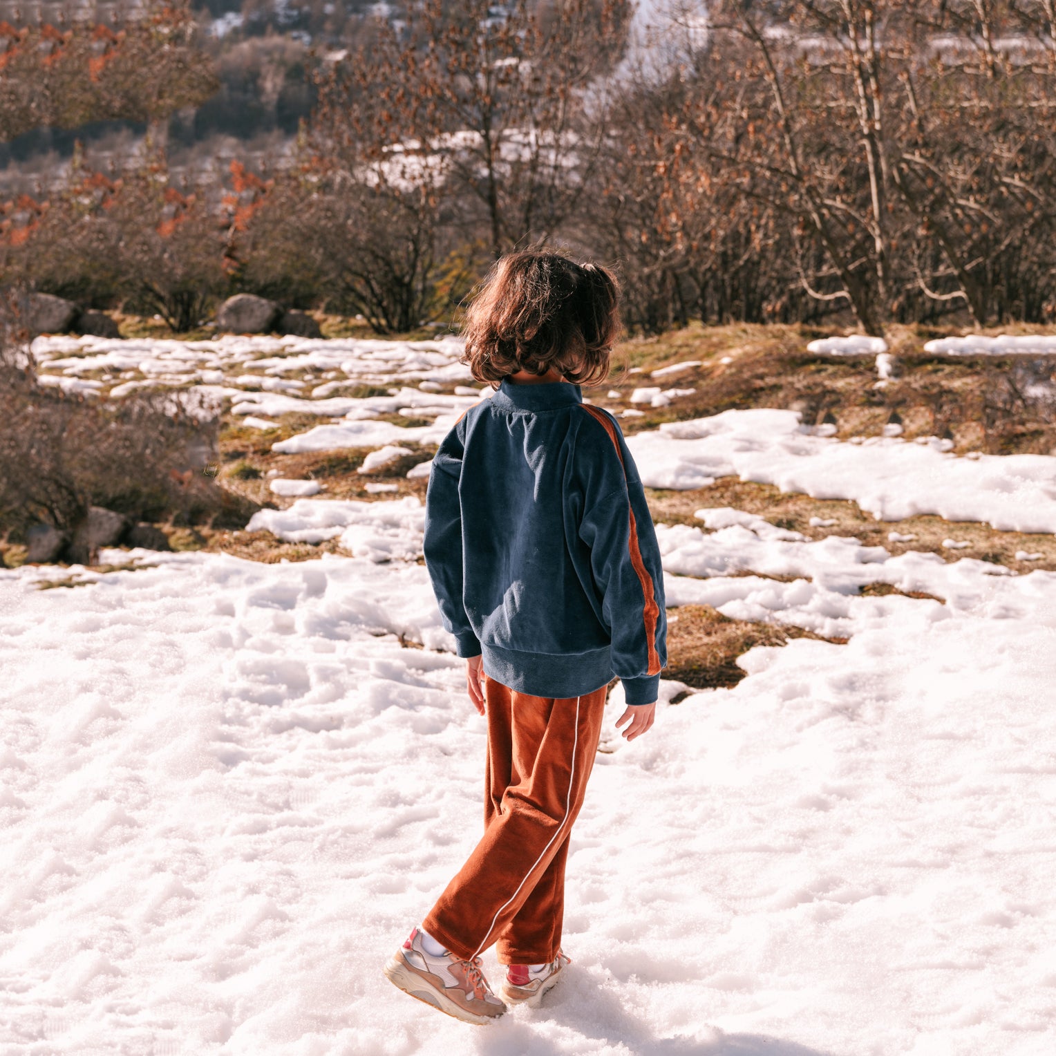 Boys & Girls Navy Velvet Zip-Up Top