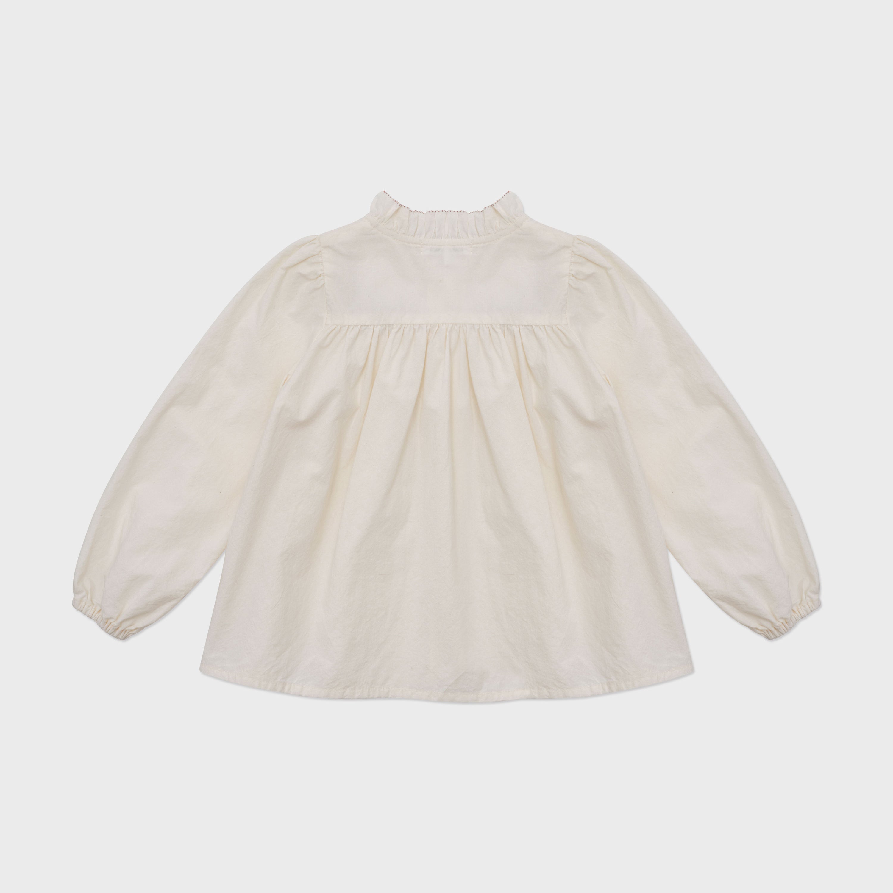 Girls White Embroidered Cotton Shirt