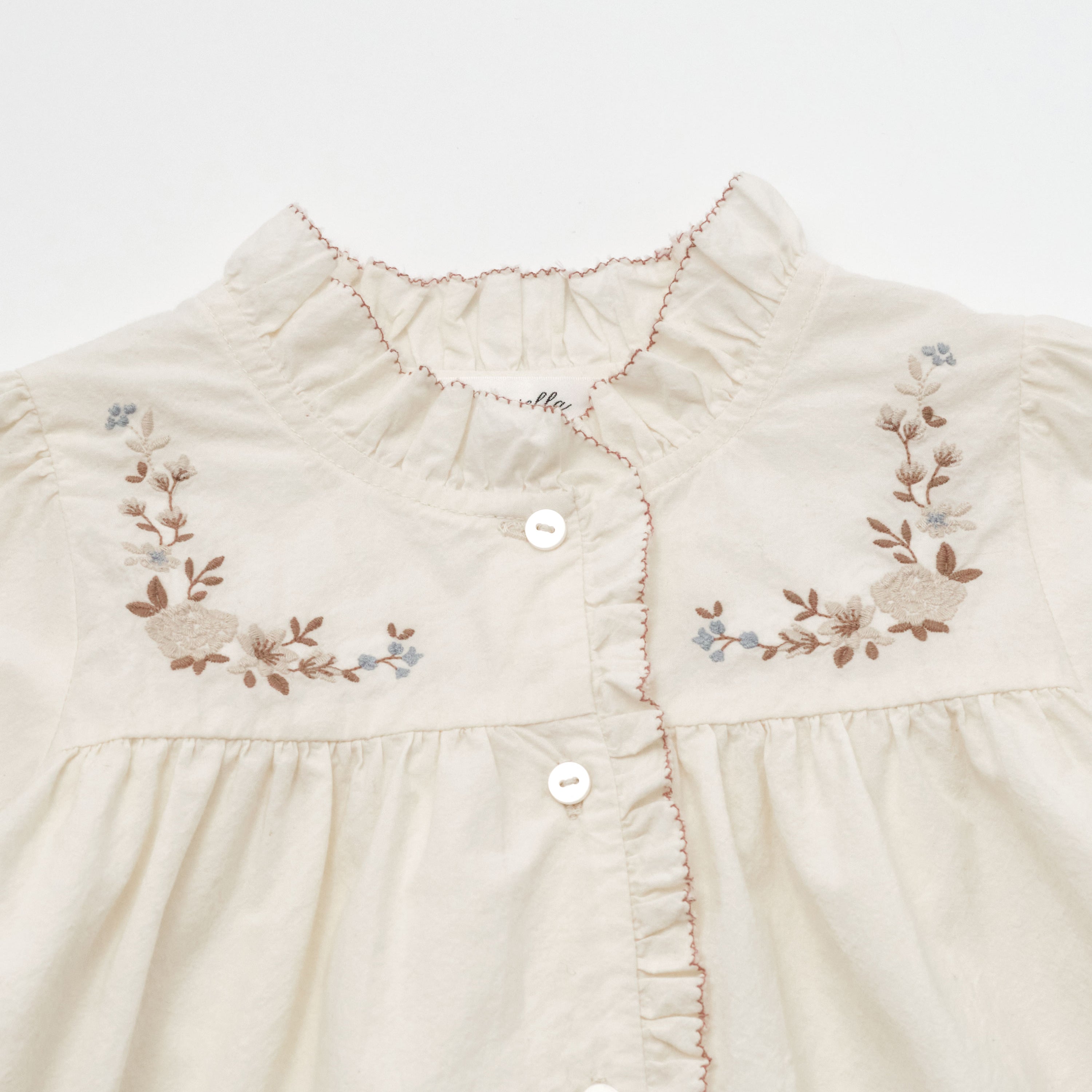 Girls White Embroidered Cotton Shirt