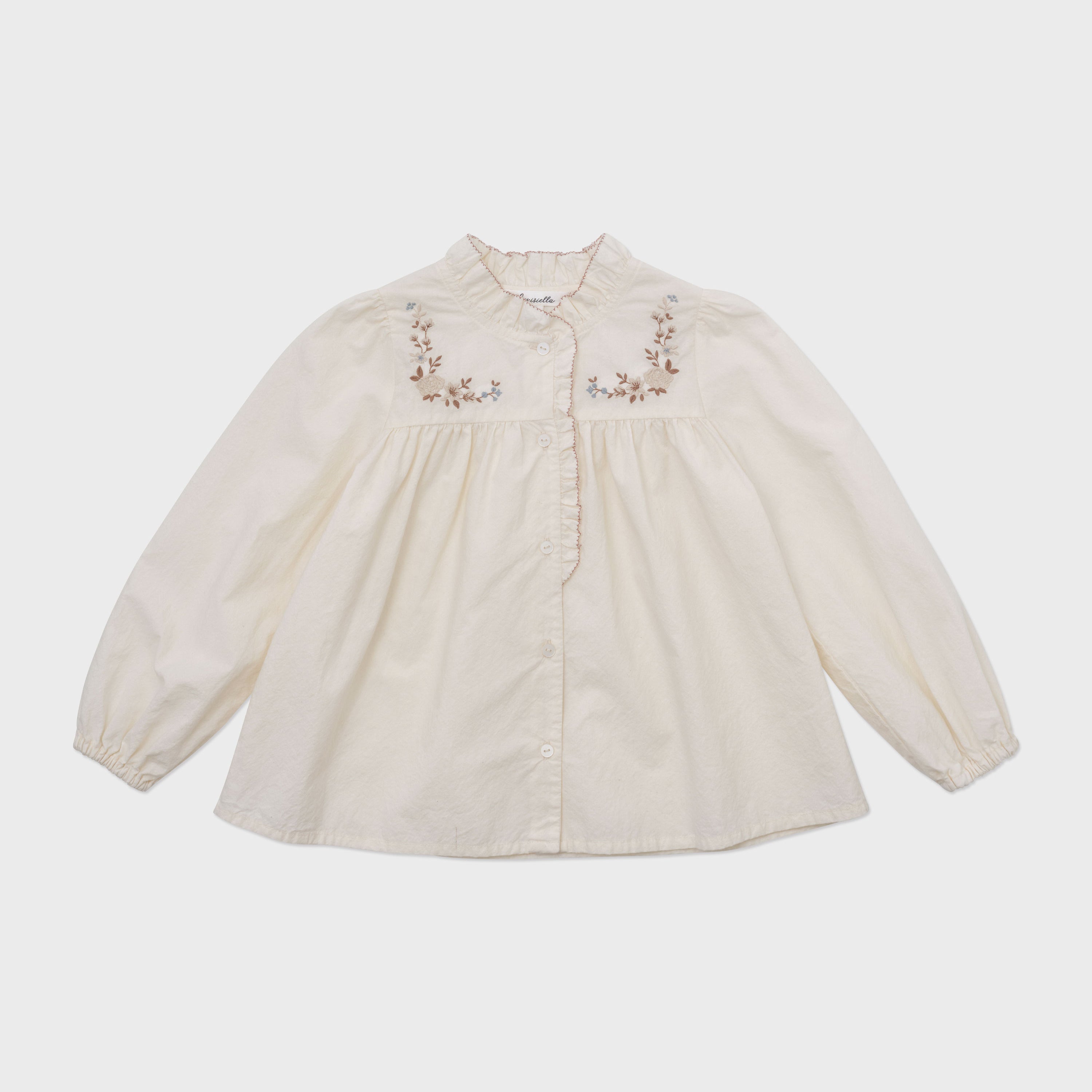 Girls White Embroidered Cotton Shirt