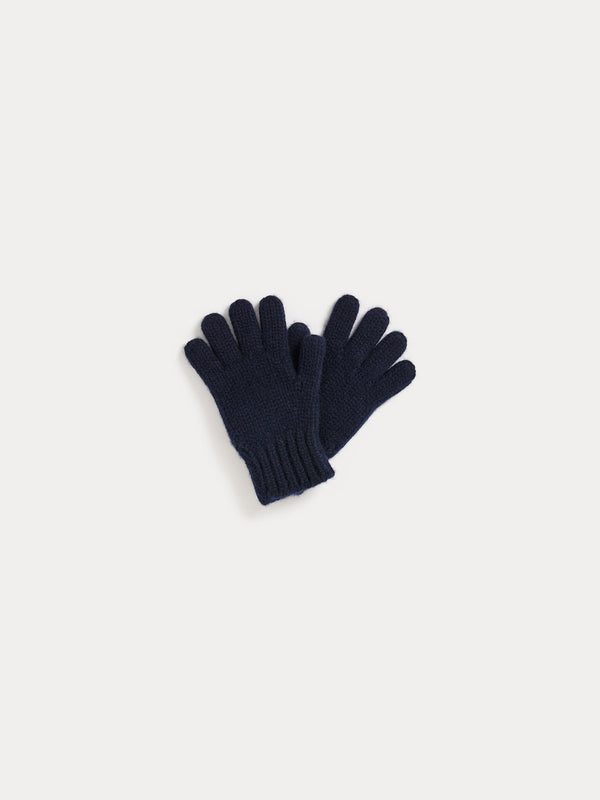 Boys Navy Cashmere Gloves