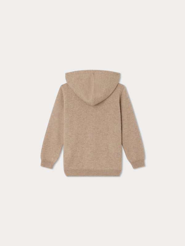Boys Khaki Zip-Up Cashmere Cardigan