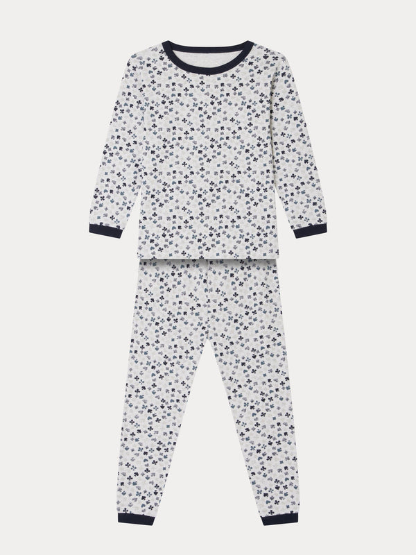 Boys Grey Printed Cotton Nightwear Set
