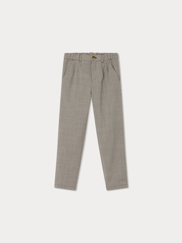 Boys Brown Check Wool Trousers