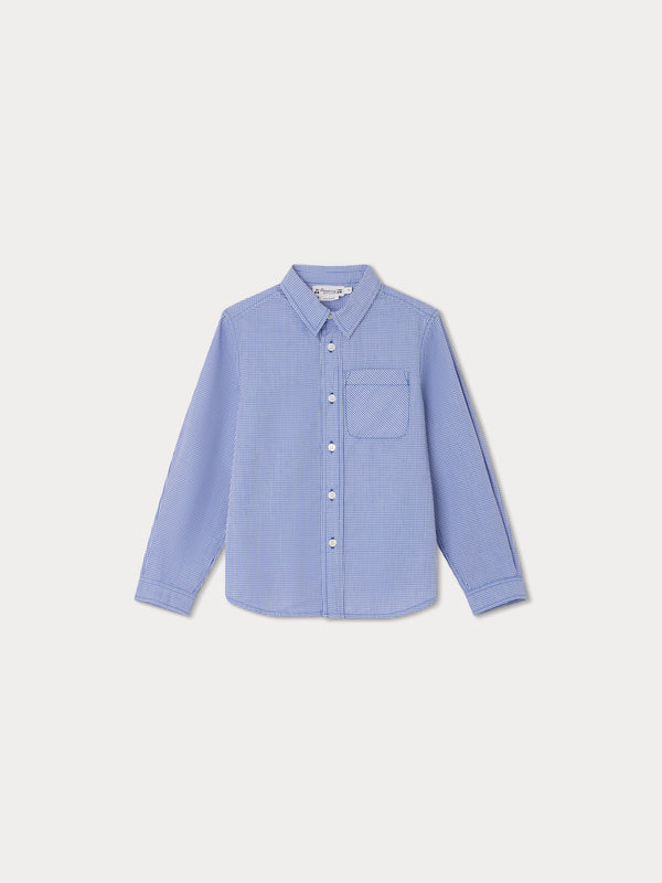 Boys Blue Check Cotton Shirt