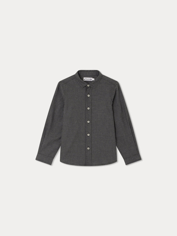 Boys Black Check Cotton Shirt
