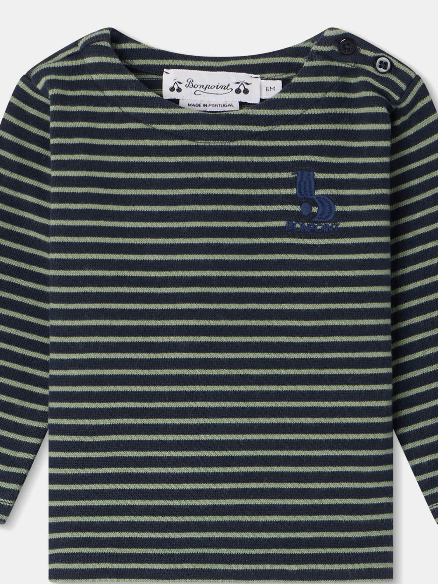 Boys Navy Stripes Cotton T-Shirt