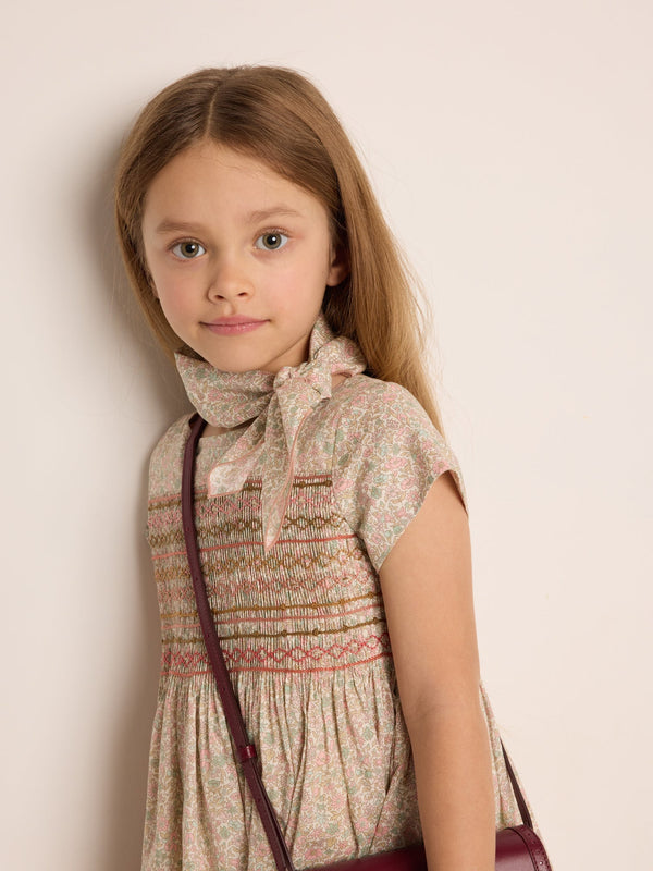Girls Pink Floral Cotton Scarf