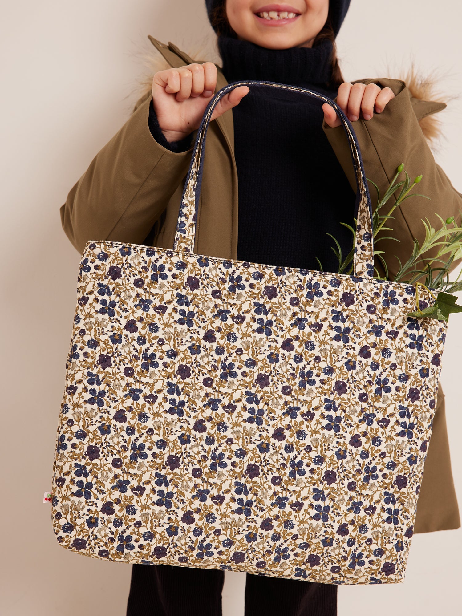 Girls Beige Floral Handbag