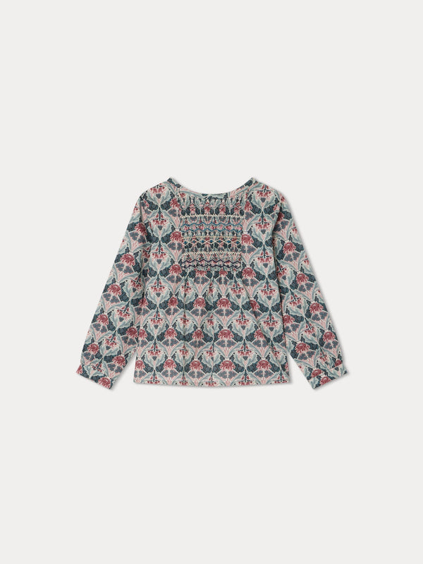 Girls Green Flower Cotton Top