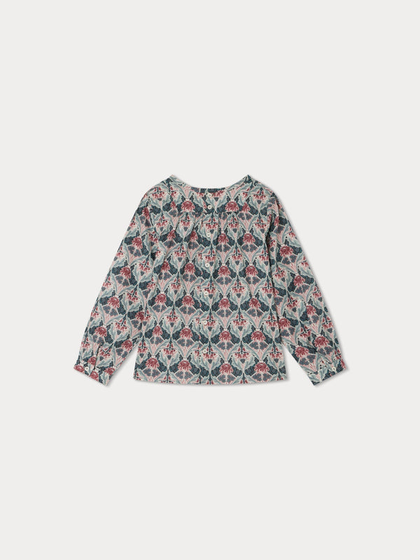 Girls Green Flower Cotton Top