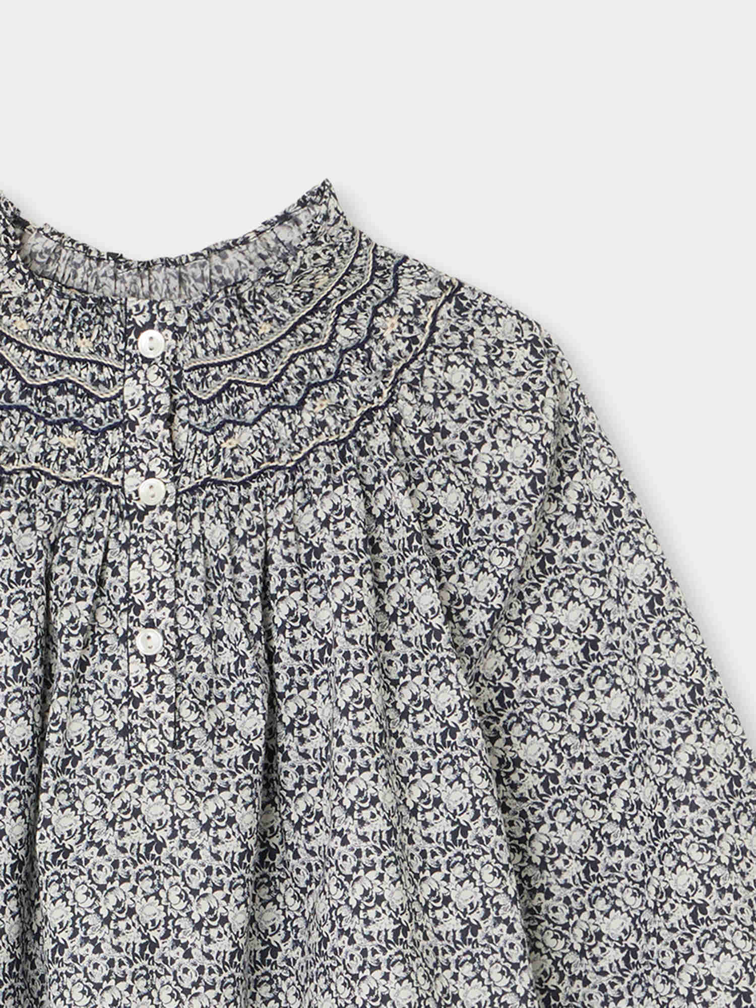 Girls Blue Floral Cotton Top