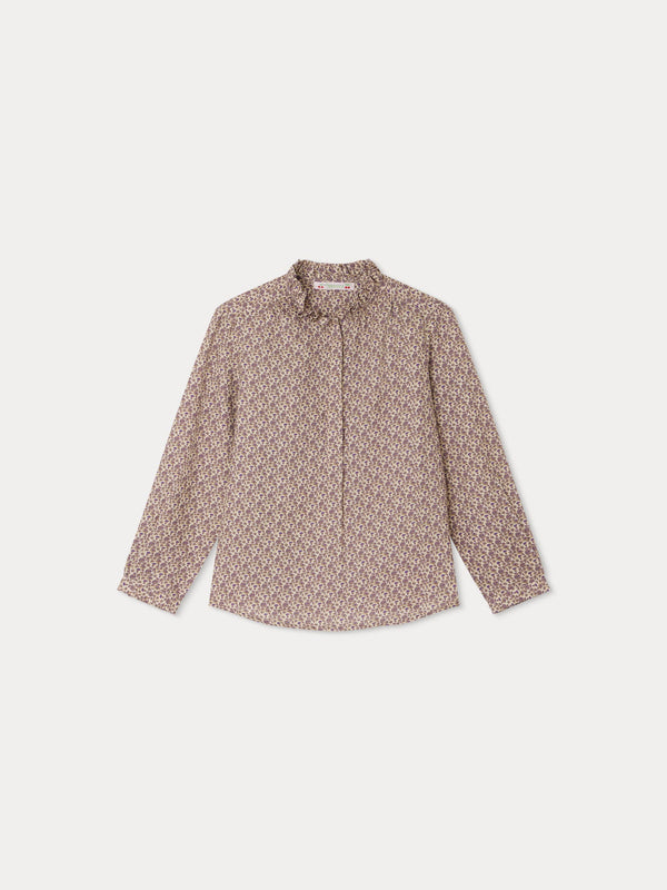 Girls Taupe Floral Cotton Shirt