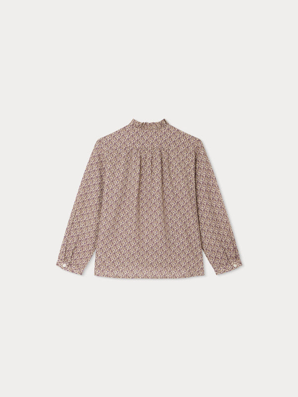 Girls Taupe Floral Cotton Shirt
