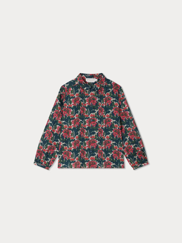 Girls Fuchsia Flower Cotton Shirt