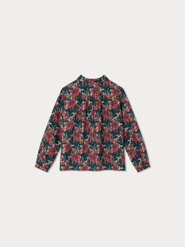 Girls Fuchsia Flower Cotton Shirt