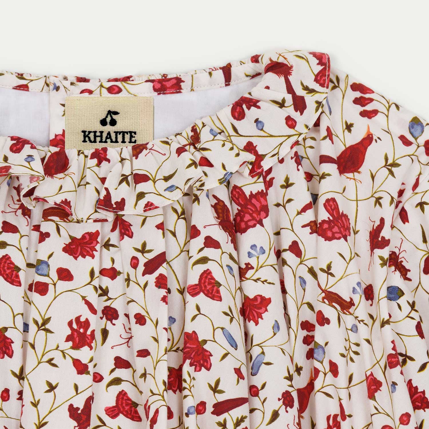 Girls Ivory Floral Cotton Shirt