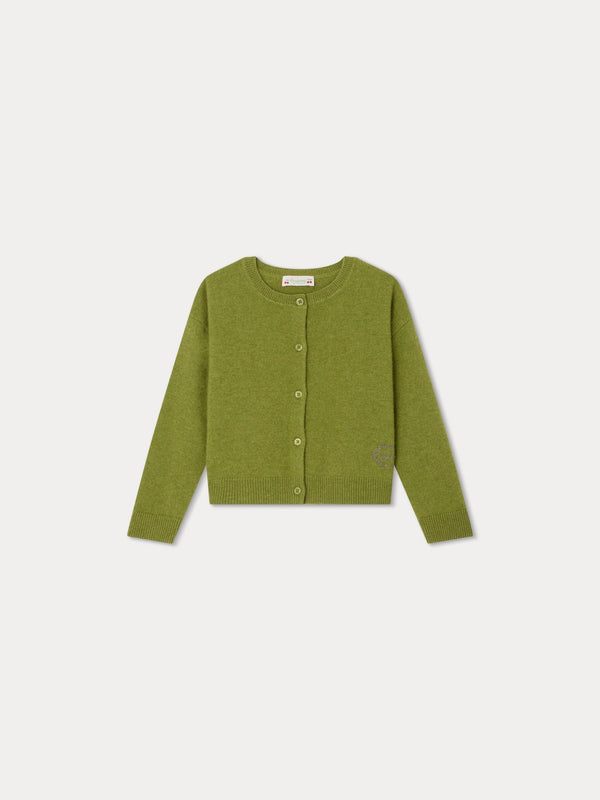 Girls Green Cashmere Cardigan
