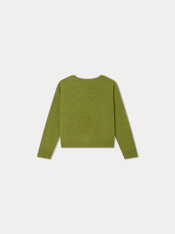 Girls Green Cashmere Cardigan