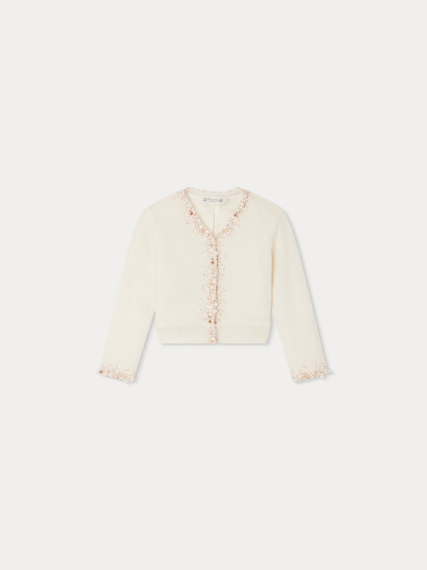Girls White Cashmere Cardigan