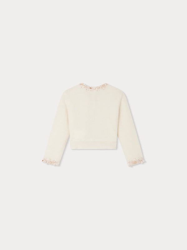 Girls White Cashmere Cardigan
