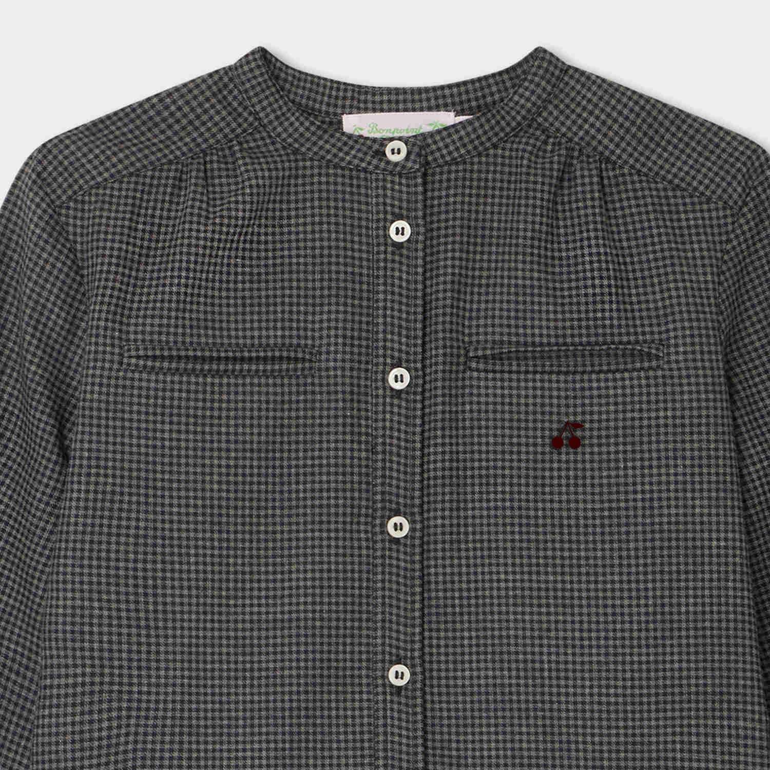 Girls Black Check Cotton Dress