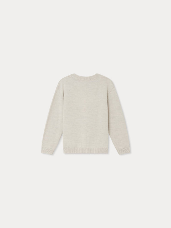 Girls Grey Cat Wool Sweater