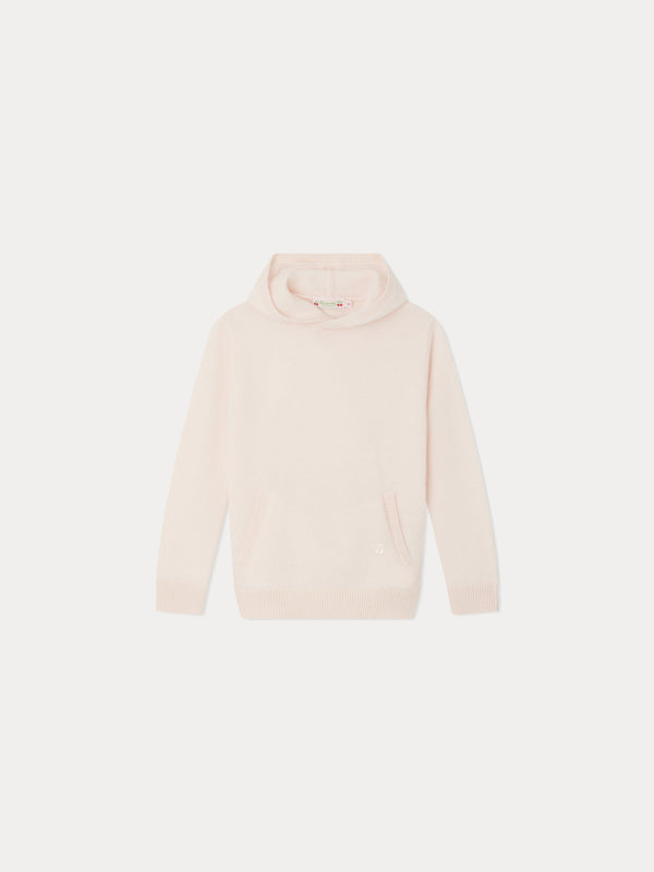 Girls Light Pink Hooded Cashmere Sweater