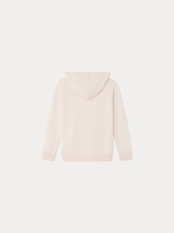 Girls Light Pink Hooded Cashmere Sweater