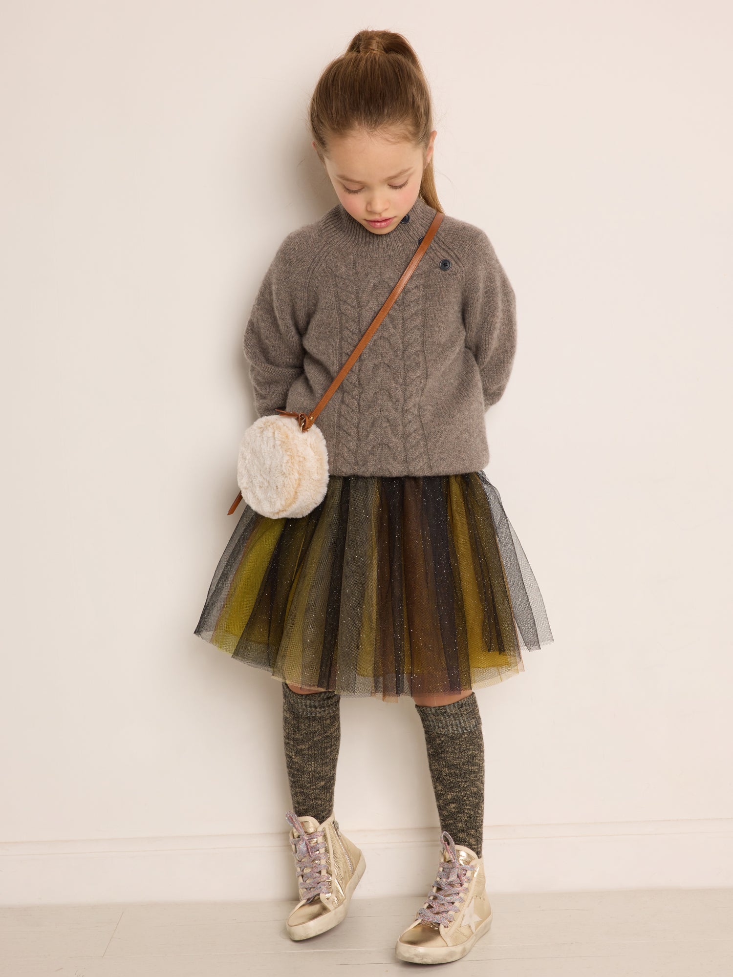 Girls Brown Cashmere Sweater