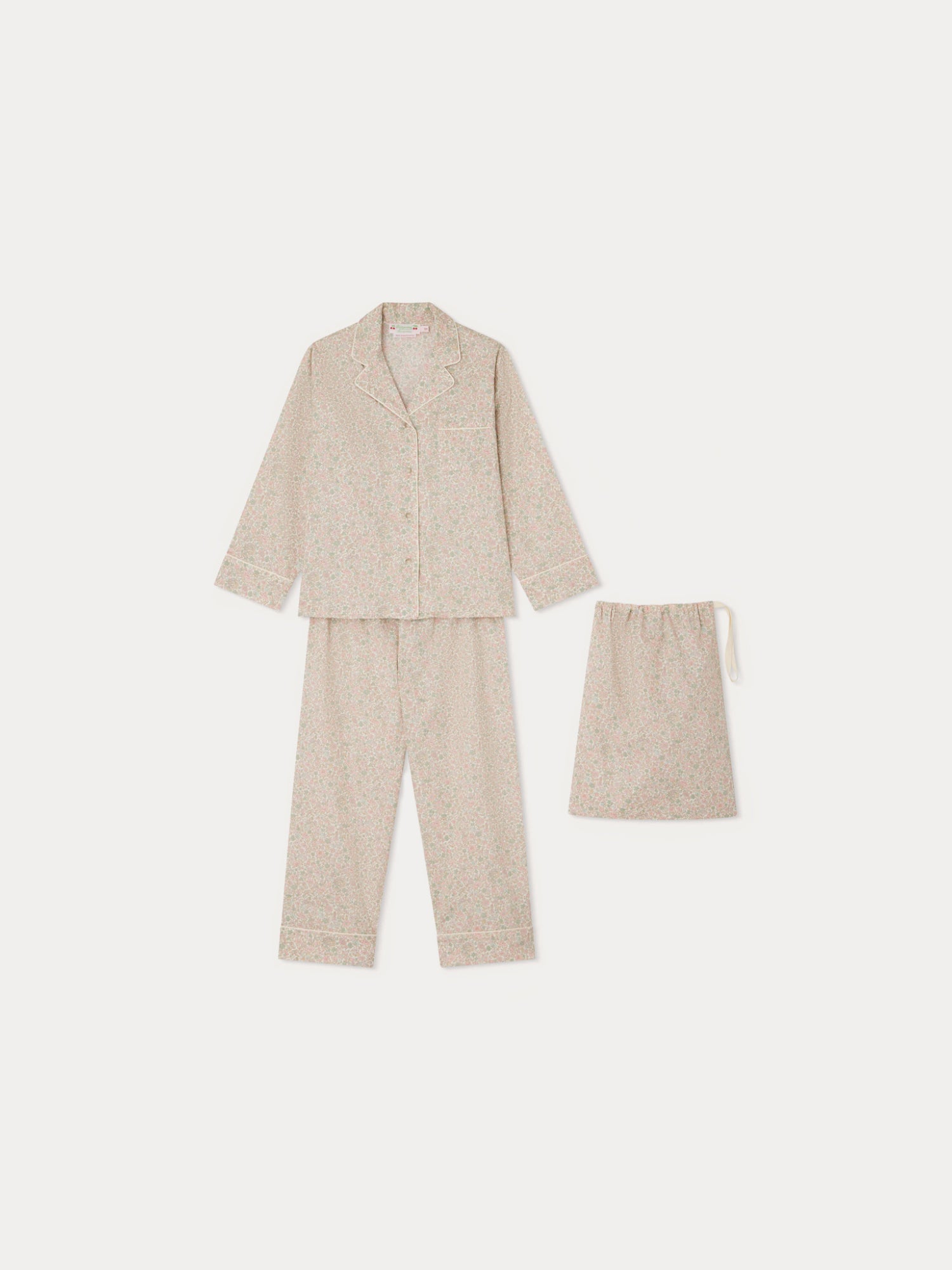 Girls Light Pink Floral Cotton Nightwear Set
