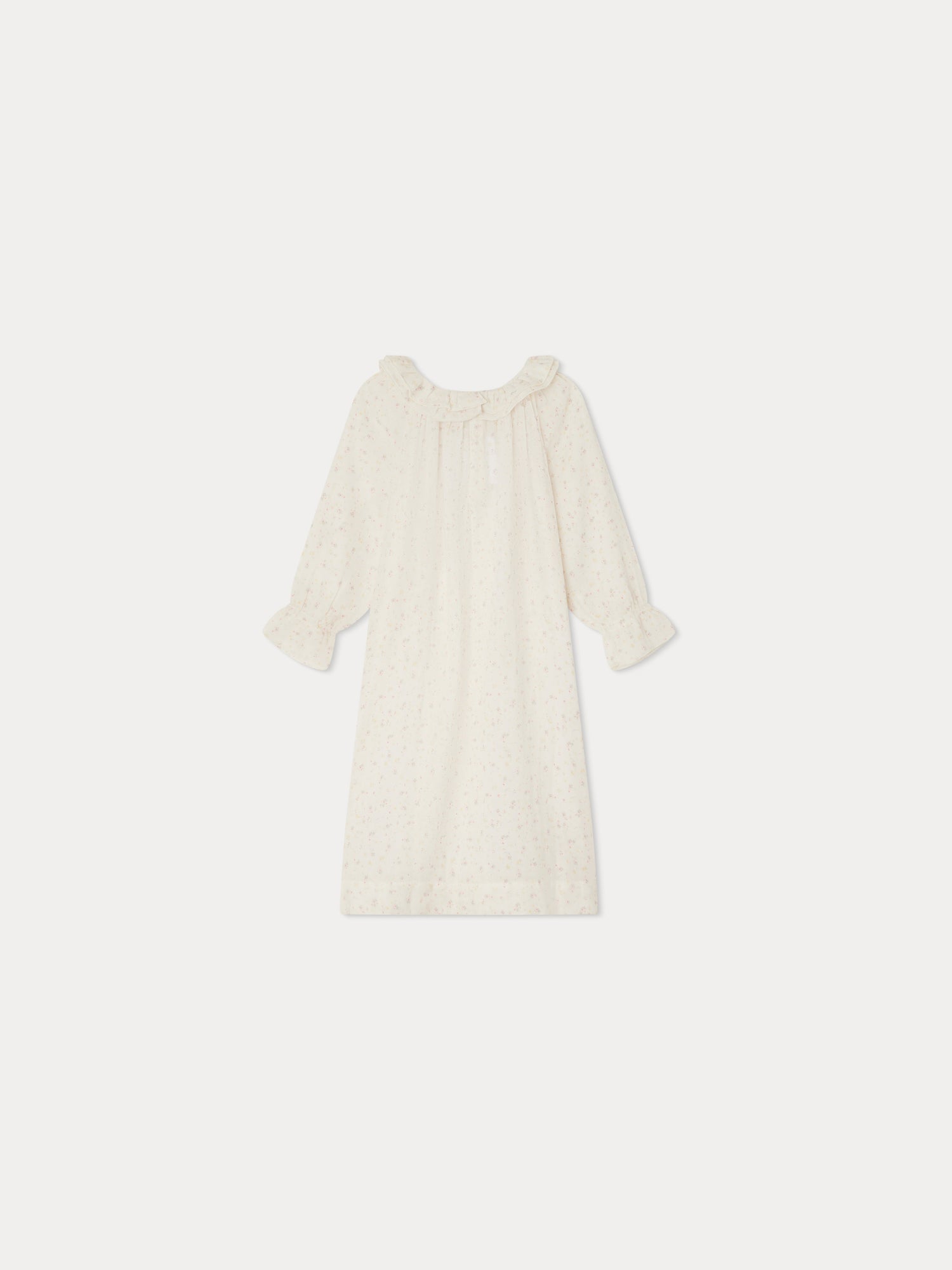 Girls Ivory Floral Cotton Nightwear Dress