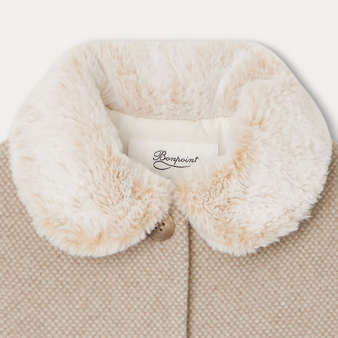 Girls Beige Wool Coat