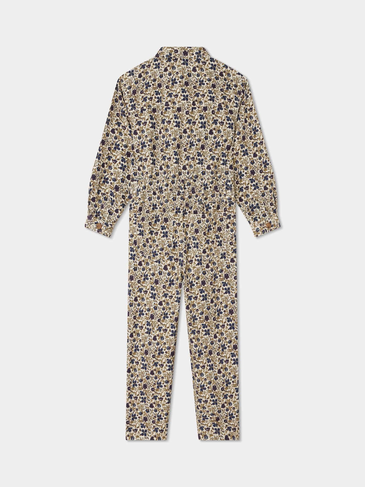 Girls Beige Floral Jumpsuit