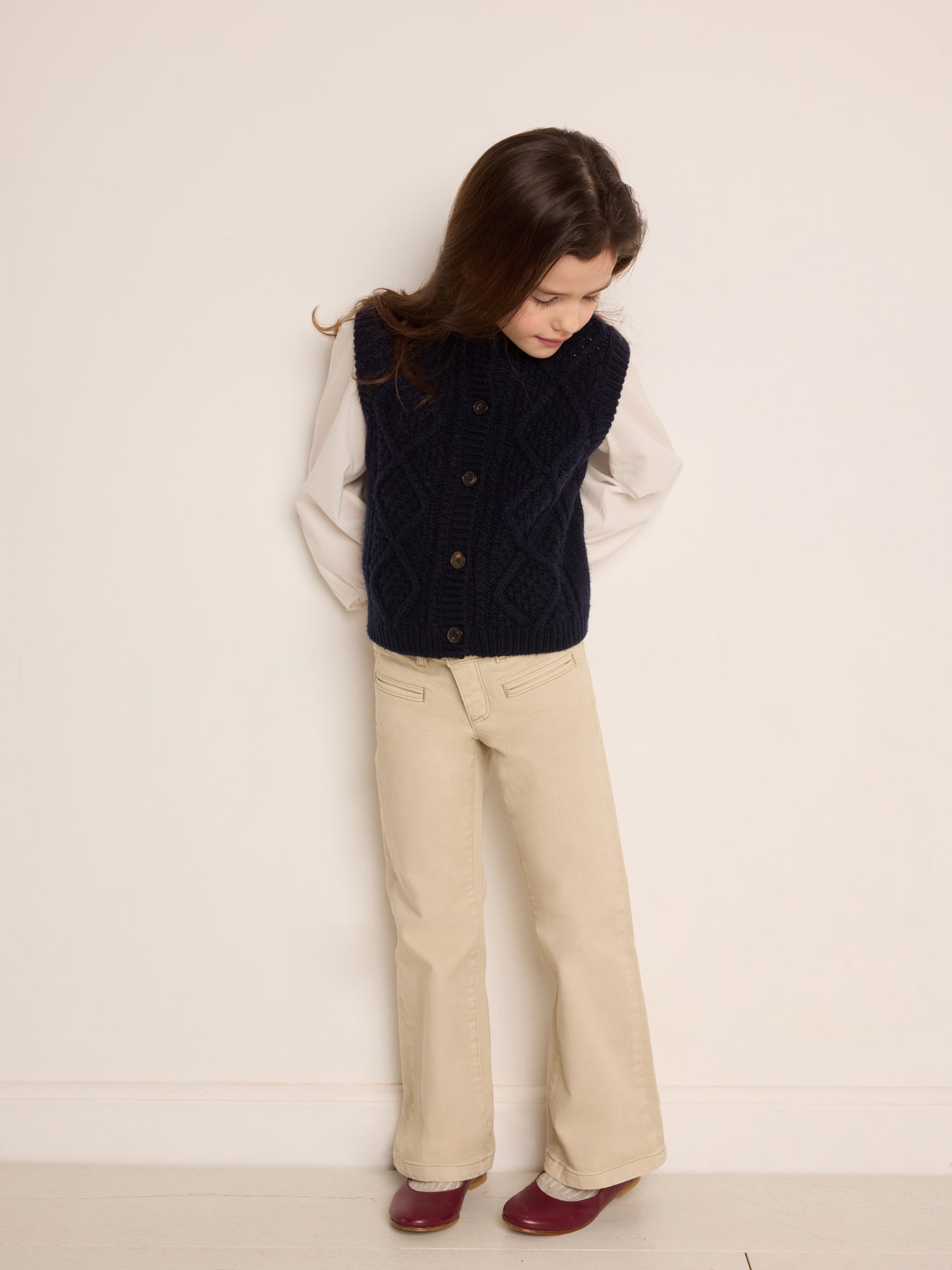 Girls Beige Cotton Trousers