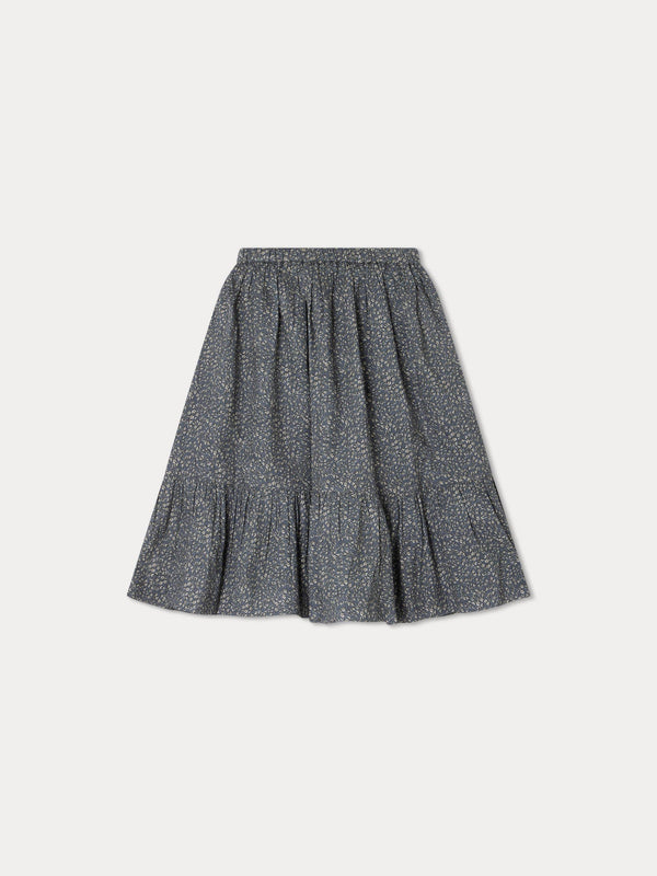 Girls Dark Grey Floral Cotton Skirt