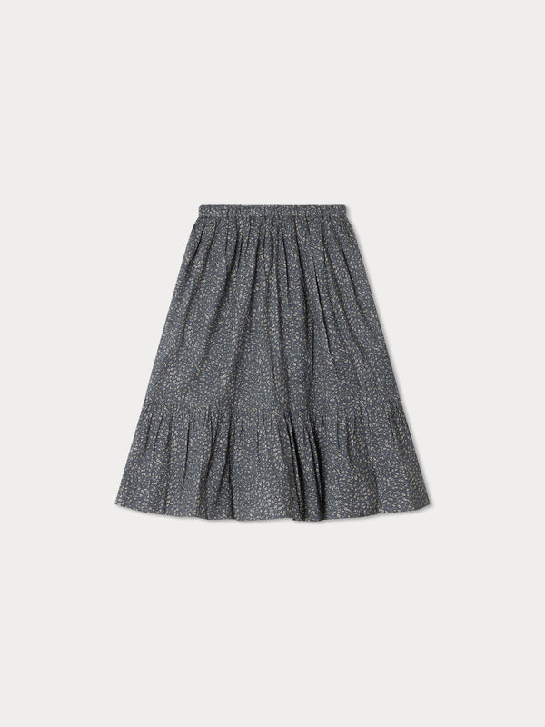 Girls Dark Grey Floral Cotton Skirt