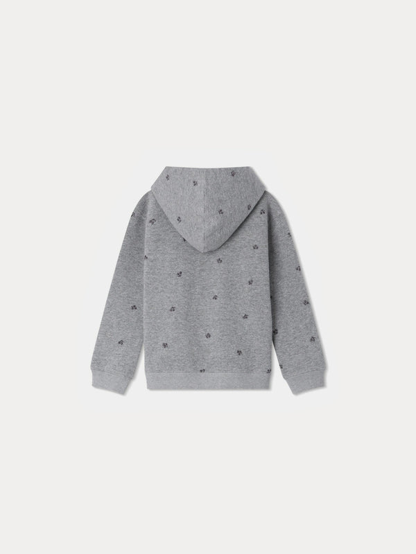 Girls Grey Embroidered Zip-Up Top