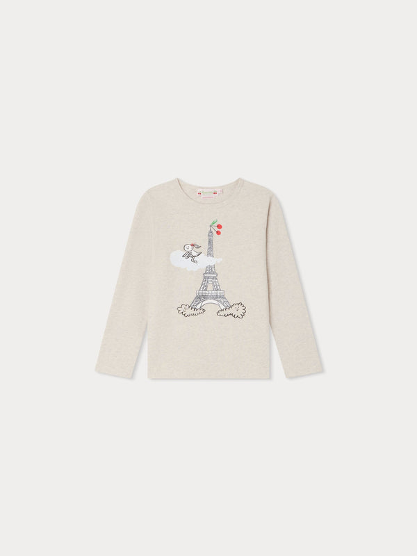 Girls Grey Printed Cotton T-Shirt