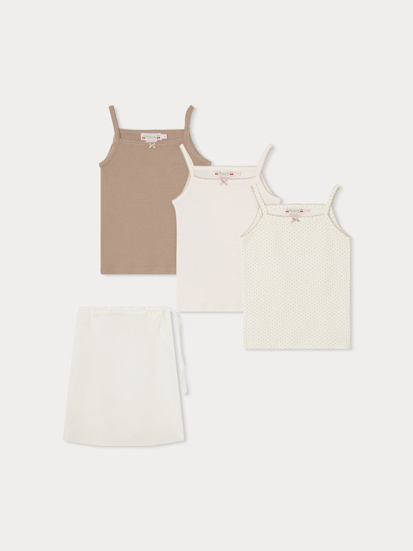 Girls Pink Cotton Vest Set(3 Pack)