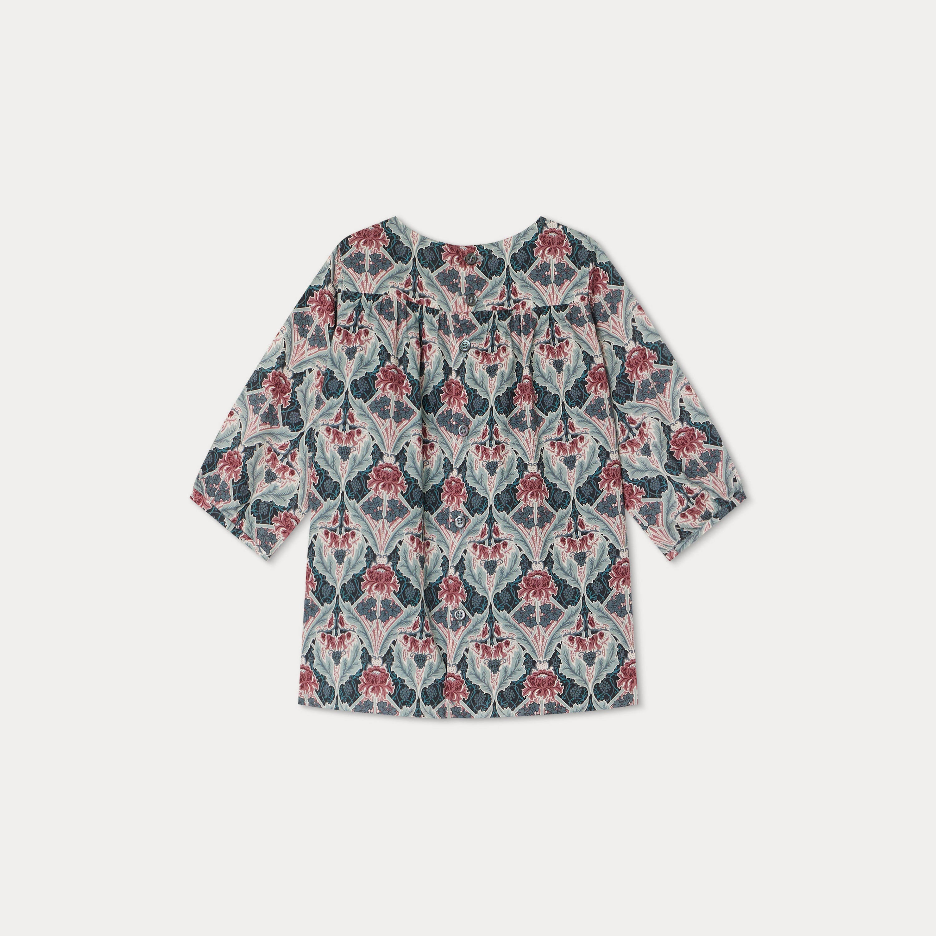 Baby Girls Cyan Flowers Cotton Dress