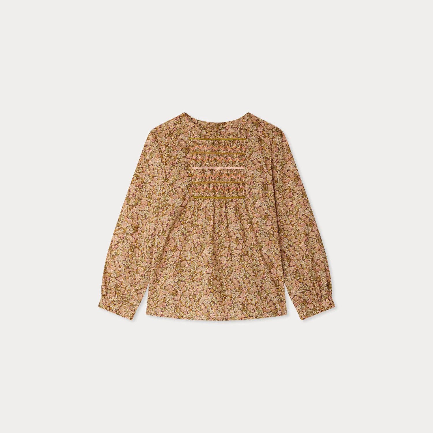 Girls Pink Floral Cotton Blouse
