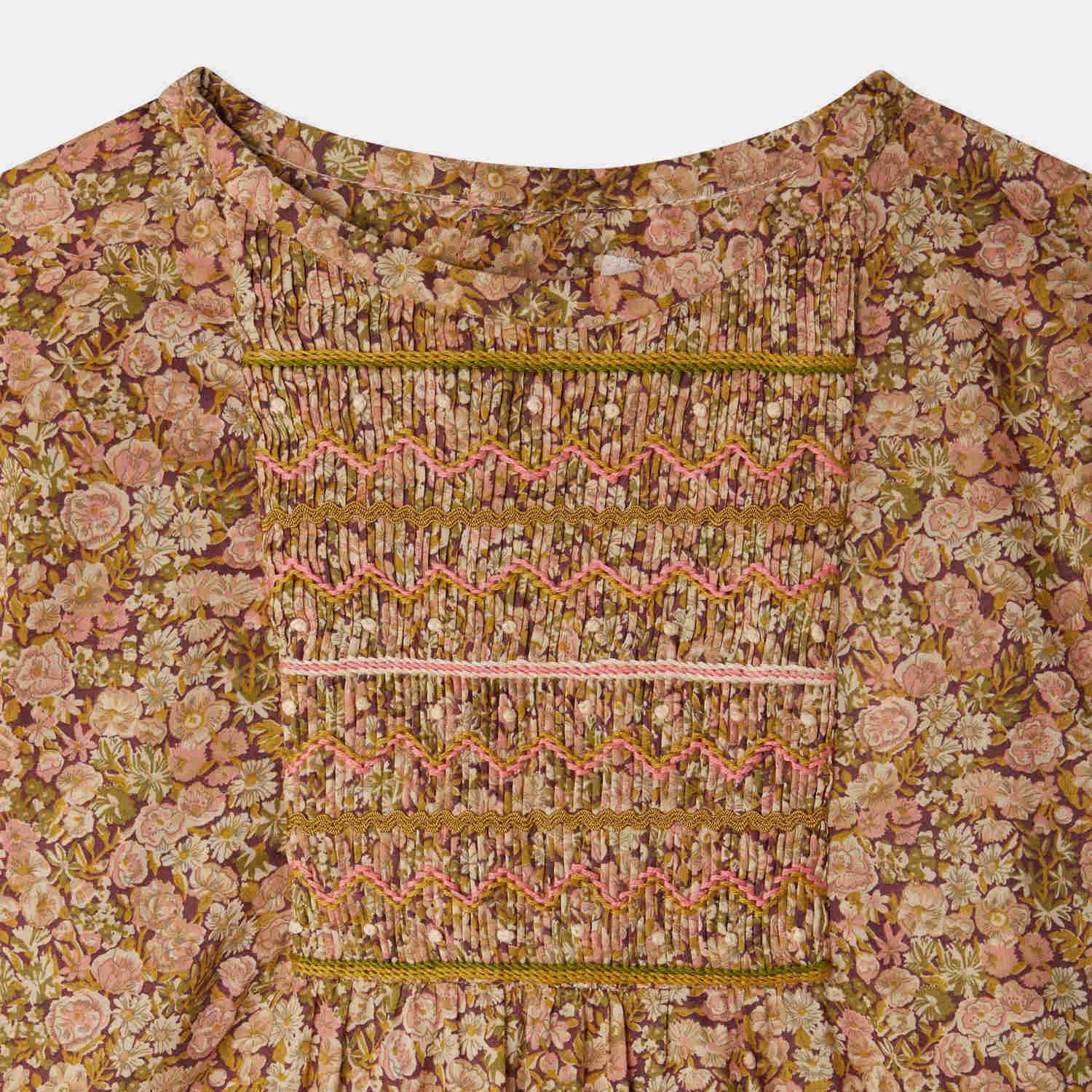Girls Pink Floral Cotton Blouse